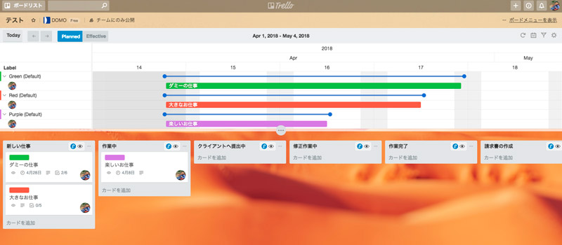 Trelloボード画面